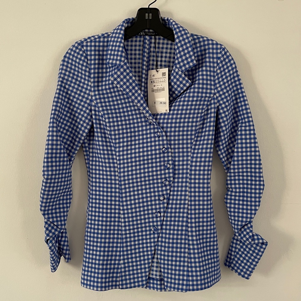 ZARA asymmetrical buttoned blouse